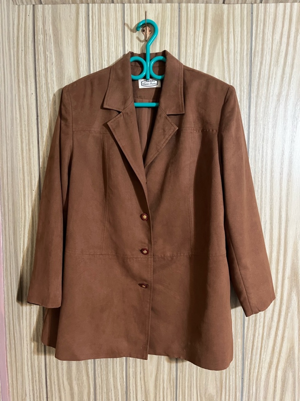 Vintage Marie claire Brown Women's Suede-Look Blazer Jacket